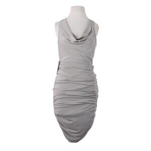 AX Paris Dress Sz 8 Silver Ruched Body Con Lined Polyester Elastane Dress